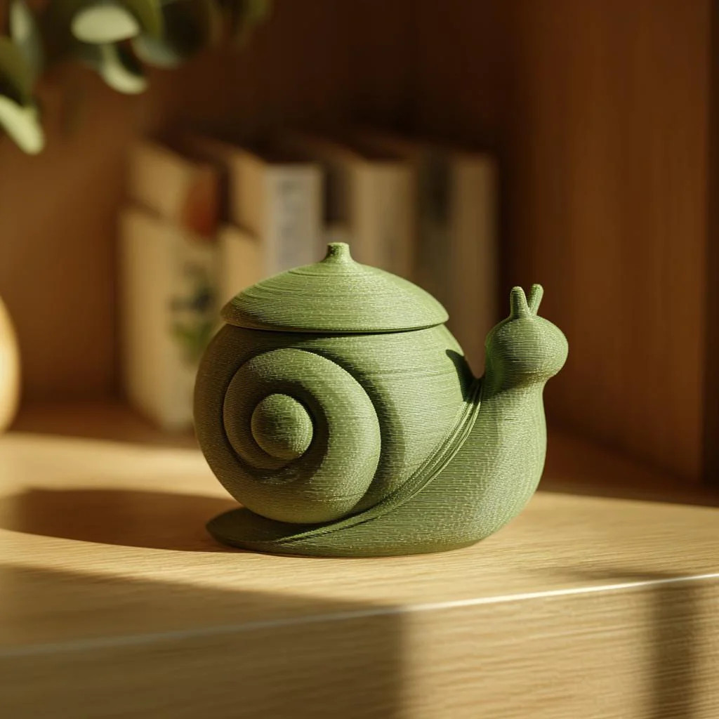 Snail Memorial Urn with Lid | 3D Printed Keepsake Ash Container for Pet