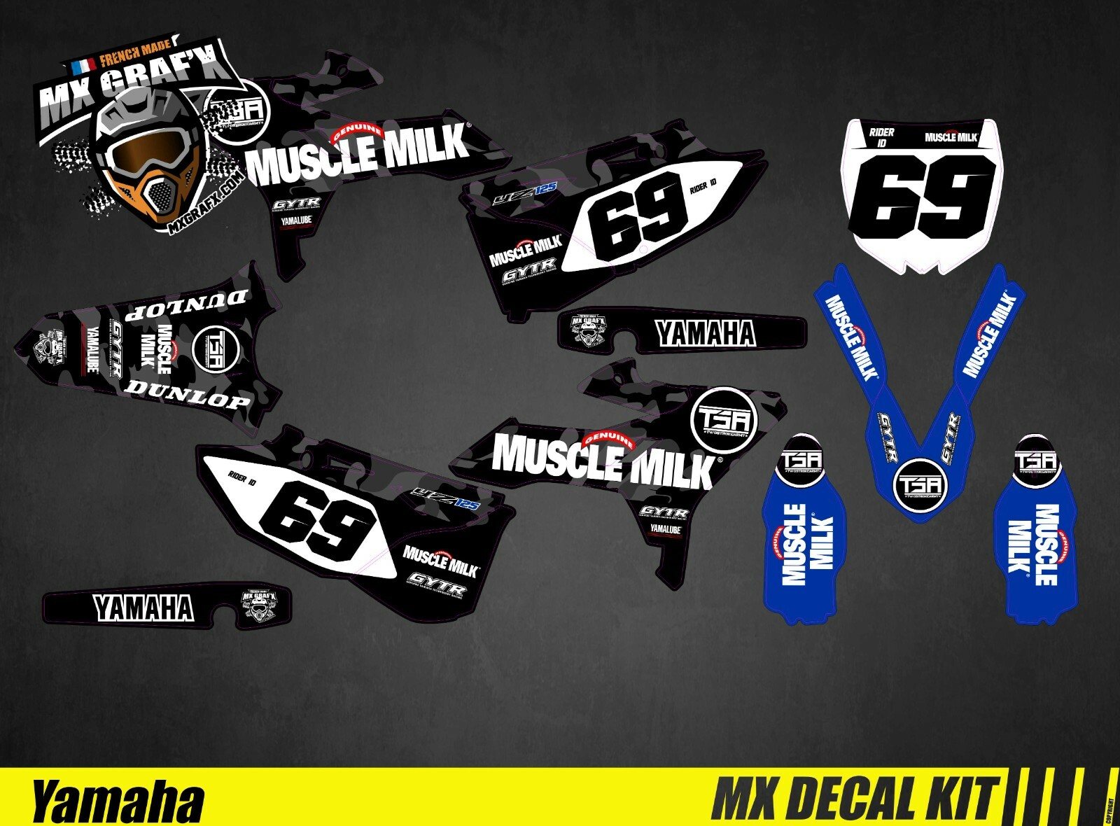 Motorcycle Decal Kit for Yamaha YZ 125-250 – Grey Army
