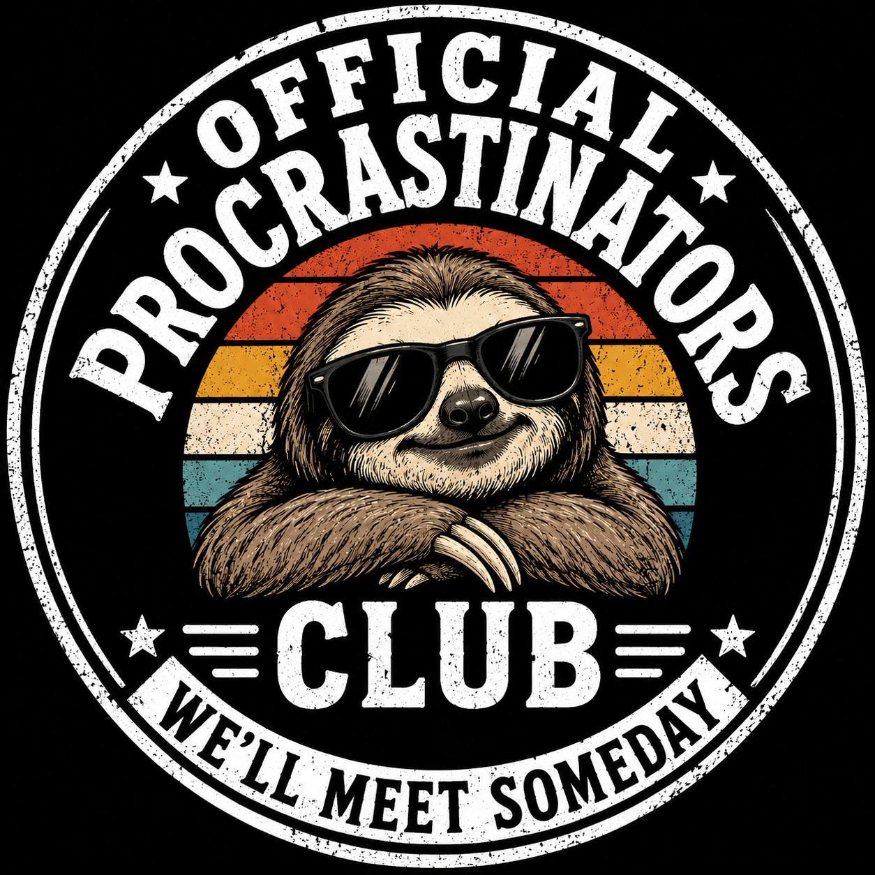 STICKER (BUY 2, GET 1 FREE) offical procrastinators club sloth fun USA