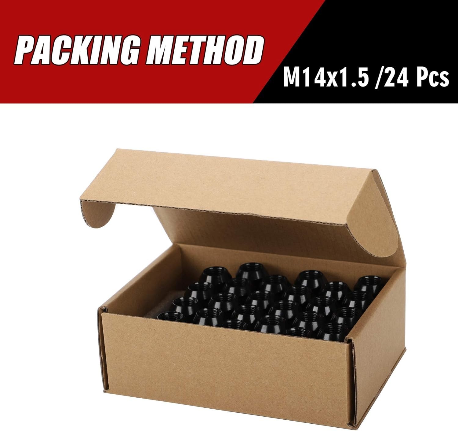 M14X1.5 Wheel Lug Nuts, 32Pcs Black 14Mmx1.5 Spline Lug Nut 2 Inch Tall with 1 S