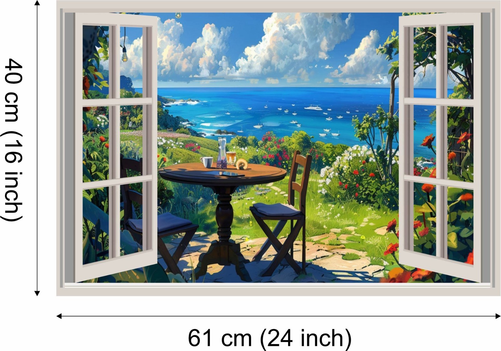 SkyOlla 3D Fake Window Wall Sticker Pack of 2 Removable Vinyl Art Mural Decal