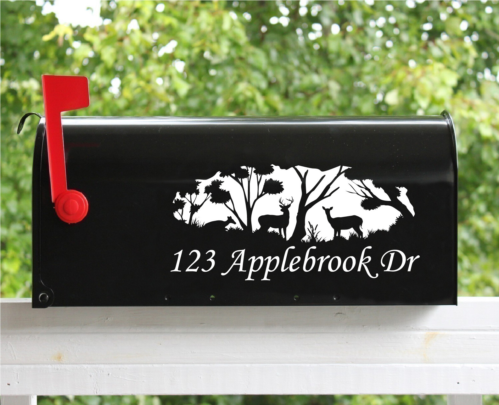 Set of 2 – 5″ x 11″ Custom Whitetail Deer Mailbox Decals Stickers Street Name