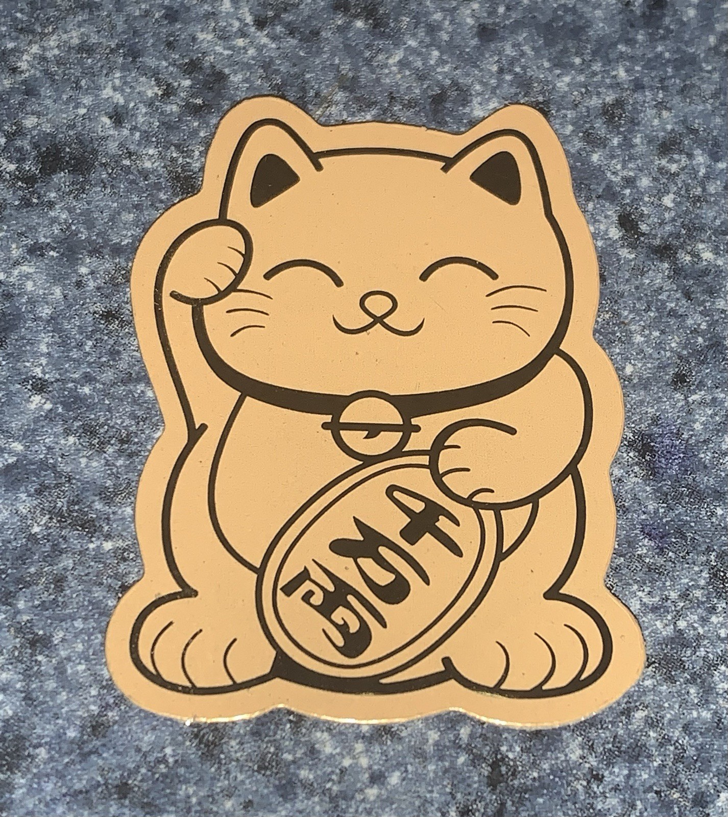 Golden Japanese Kawaii Maneki-Neko Beckoning Cat Lucky Talisman Token Decal 1 PC
