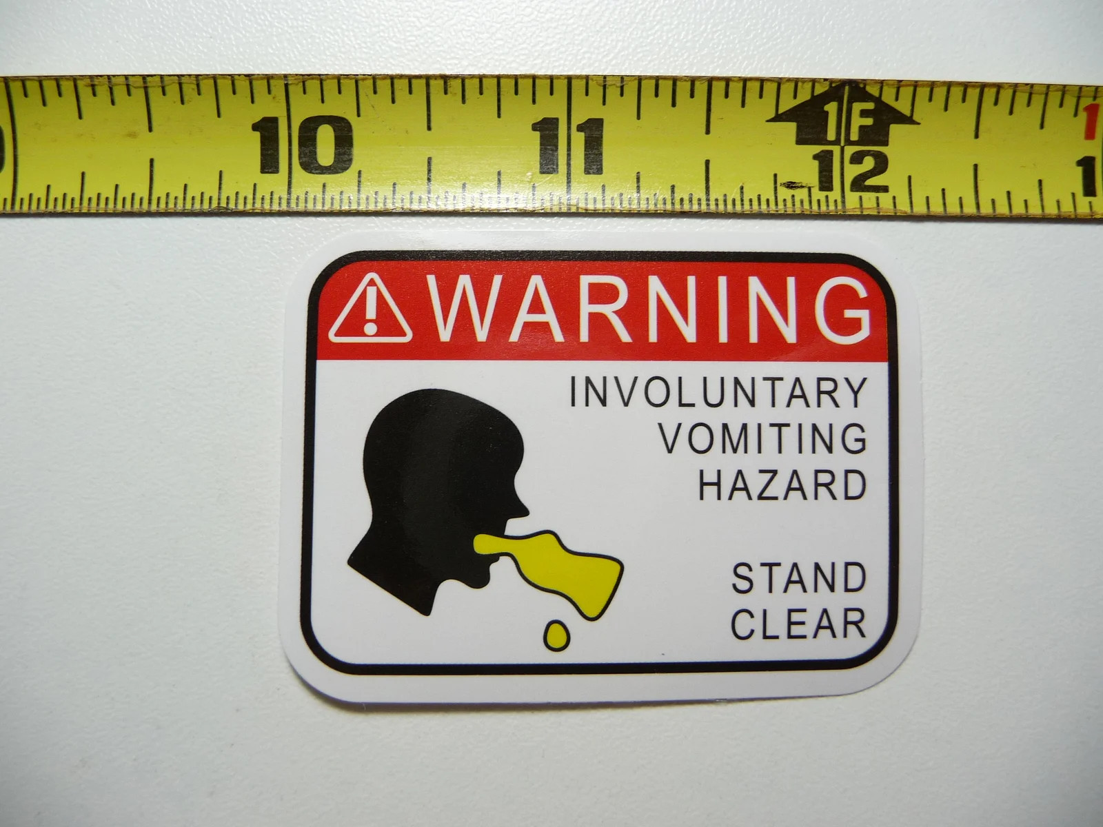 VOMITING HAZARD STAND CLEAR DRUNK PARTY SMALL STICKER DECAL ART WINDOW