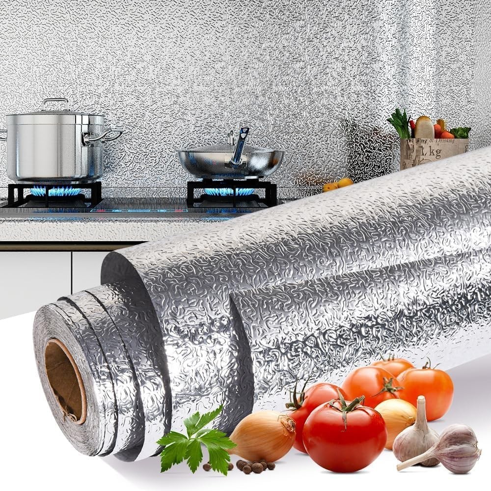 Papel adhesivo aluminio cocina protector contra aceite y agua 15.7×118 encimera