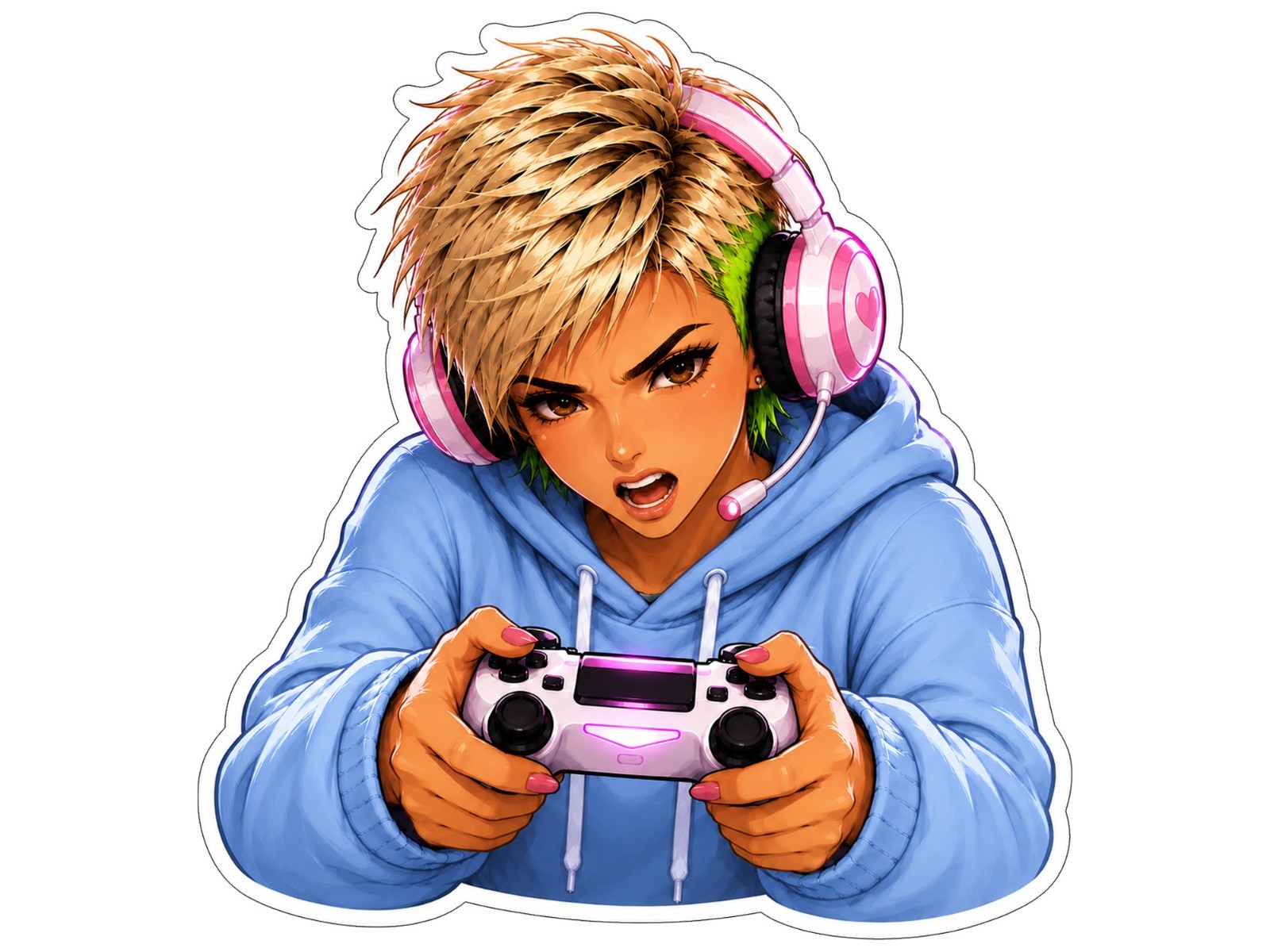 Gamer Girl Sticker Decal – Gamer Girl Controller Laptop Window Car 3.2″