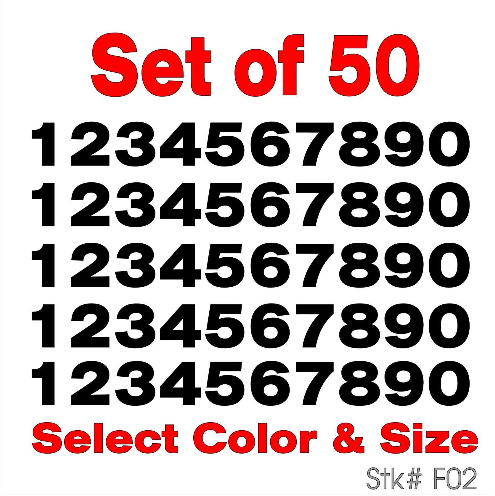 0 9 Numbers Vinyl Sticker Decals Outdoor Quality Many Uses – Set of 50 STK#F02