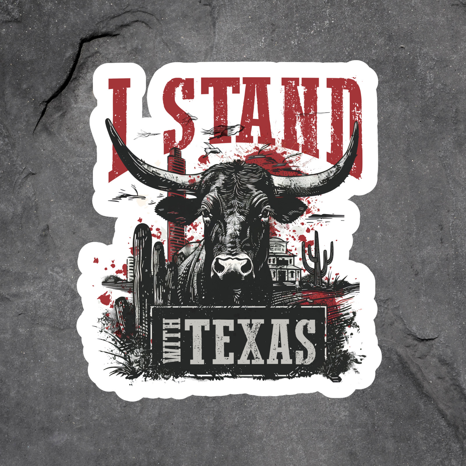 Texas Sticker Vinyl Decal I Stand With Texas Longhorn Western Grunge