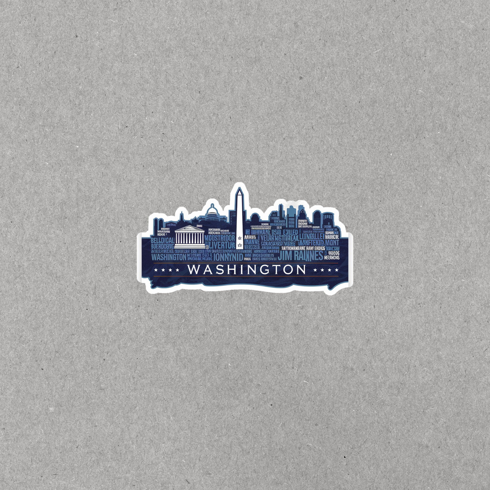 Washington D.C. Skyline Sticker with Famous Landmarks & Monuments #3618