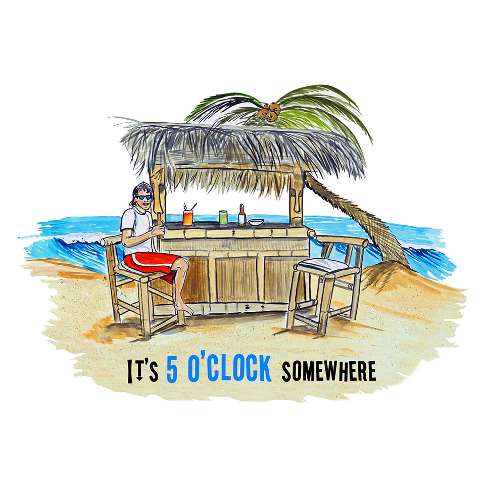 Decal Vinyl Sticker «5 O’clock Somewhere» – Cabana Made in USA