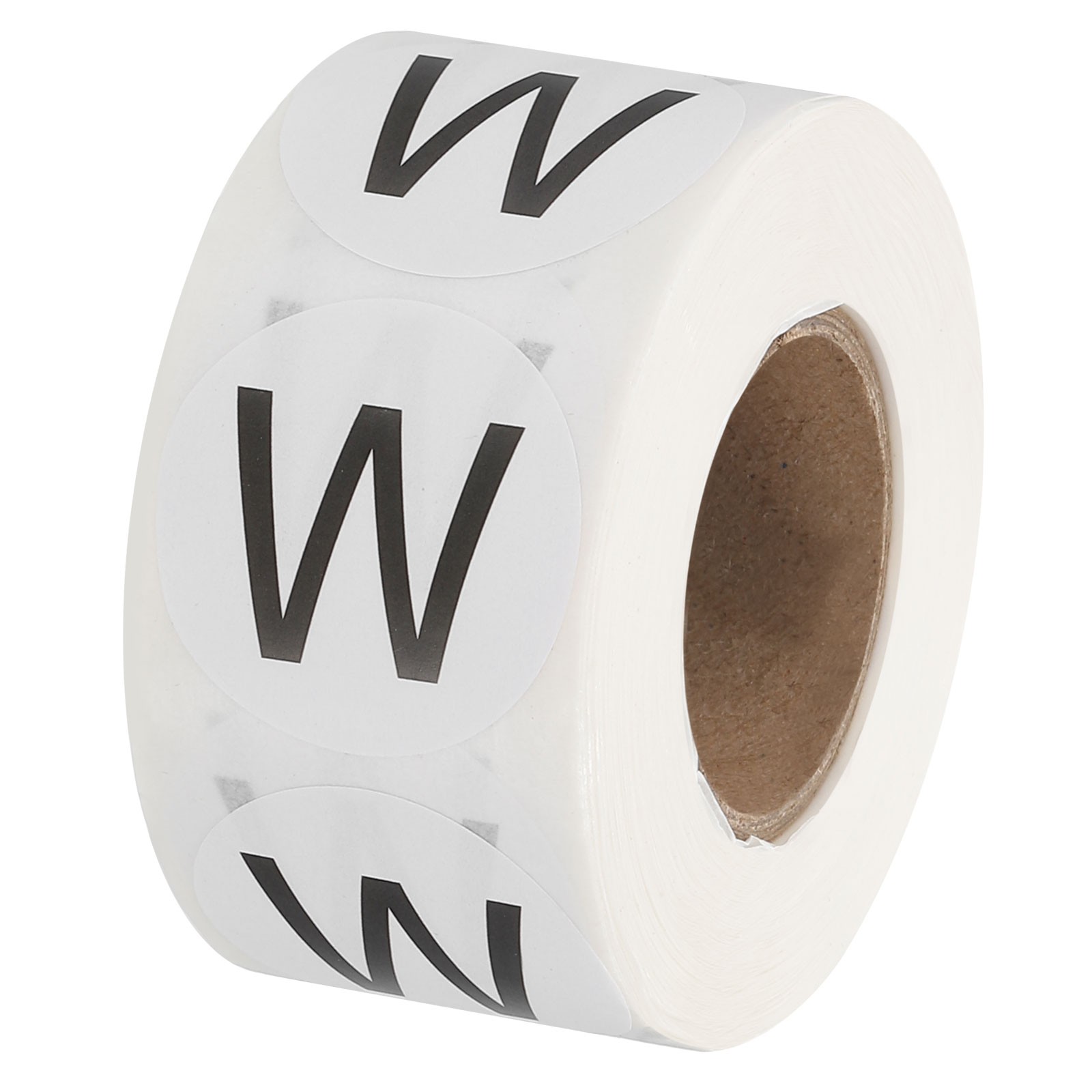 Letter W Inventory Labels, 1 Inch Capital Letter Stickers (1Roll/Total 500Pcs)