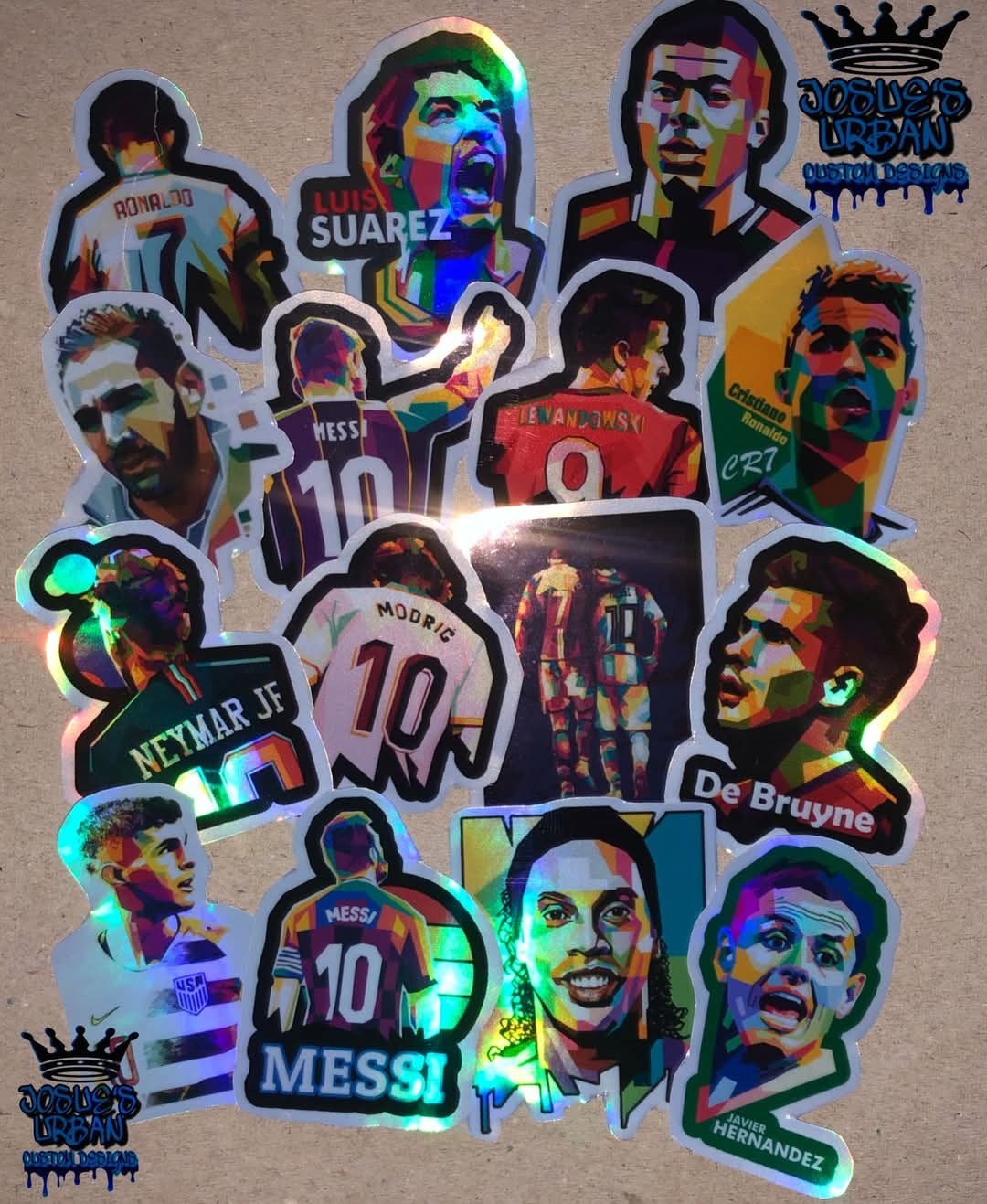 15pcs Soccer Stickers Holographic Stickers