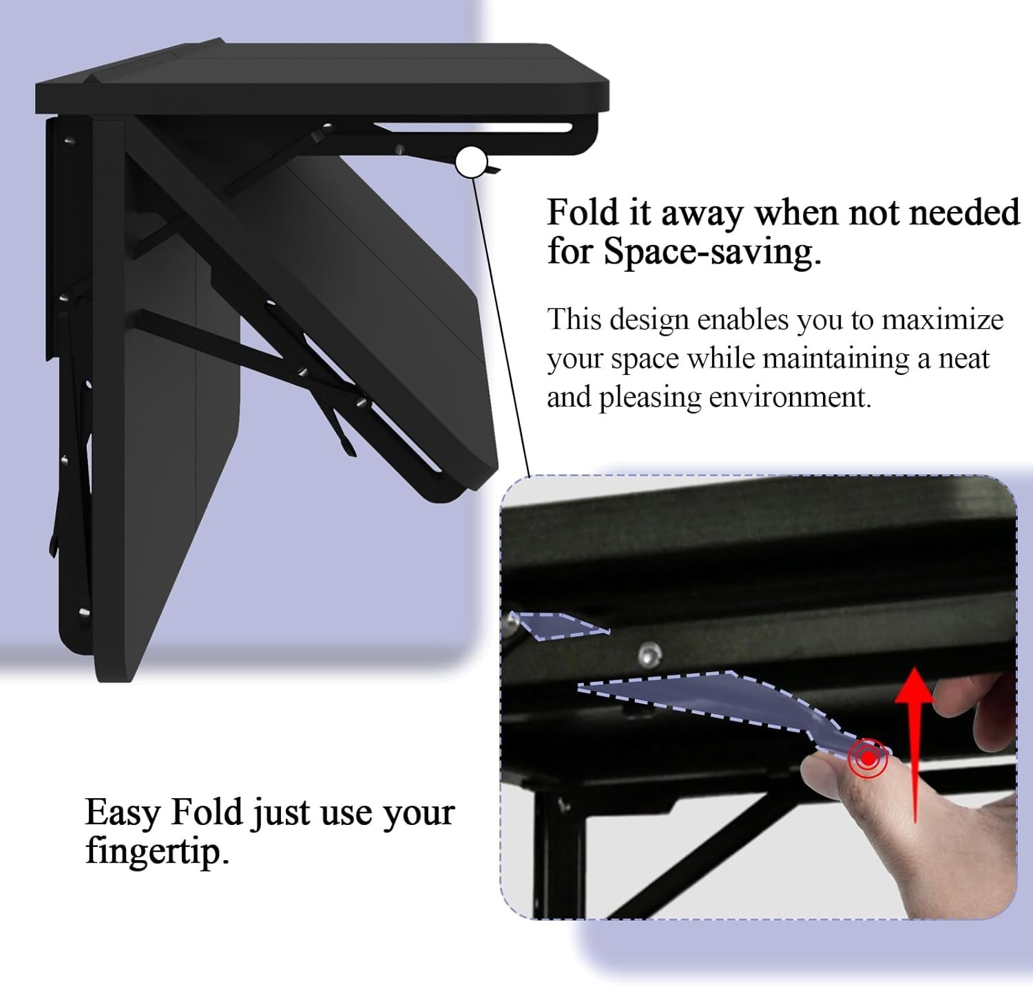 Wall Mounted Folding Table Drop Leaf Desk for Small Spaces Black Modern