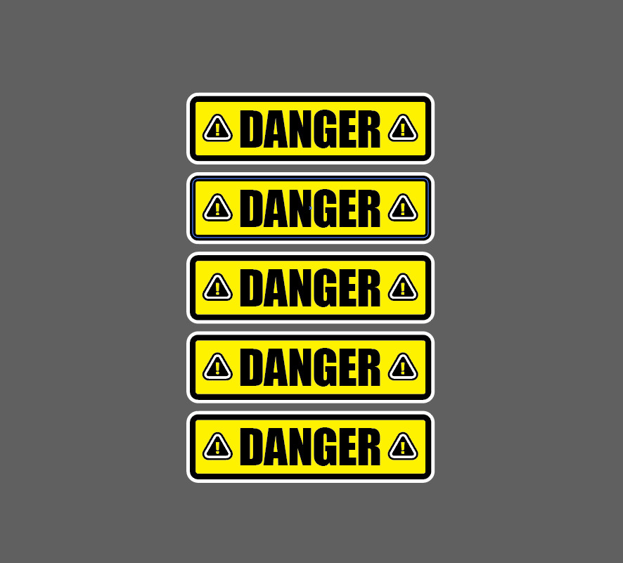 4x DANGER Sticker Decals for Industry Warehouse Caution Warning Vinyl Yellow 3.7