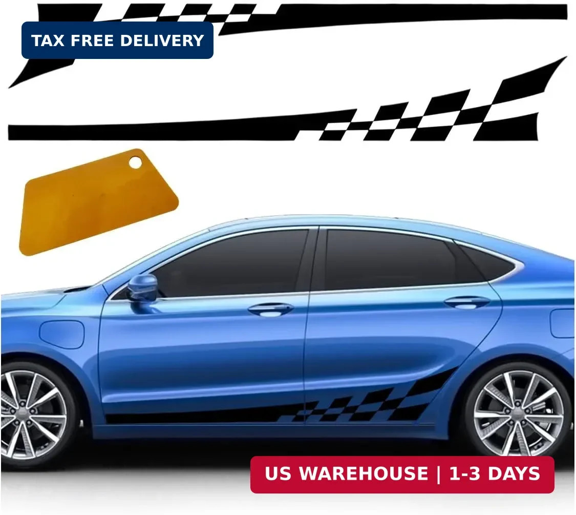2PCS 78″ Car Body Door Side Waistline Sticker Decals, Sports Racing Stripe Decal