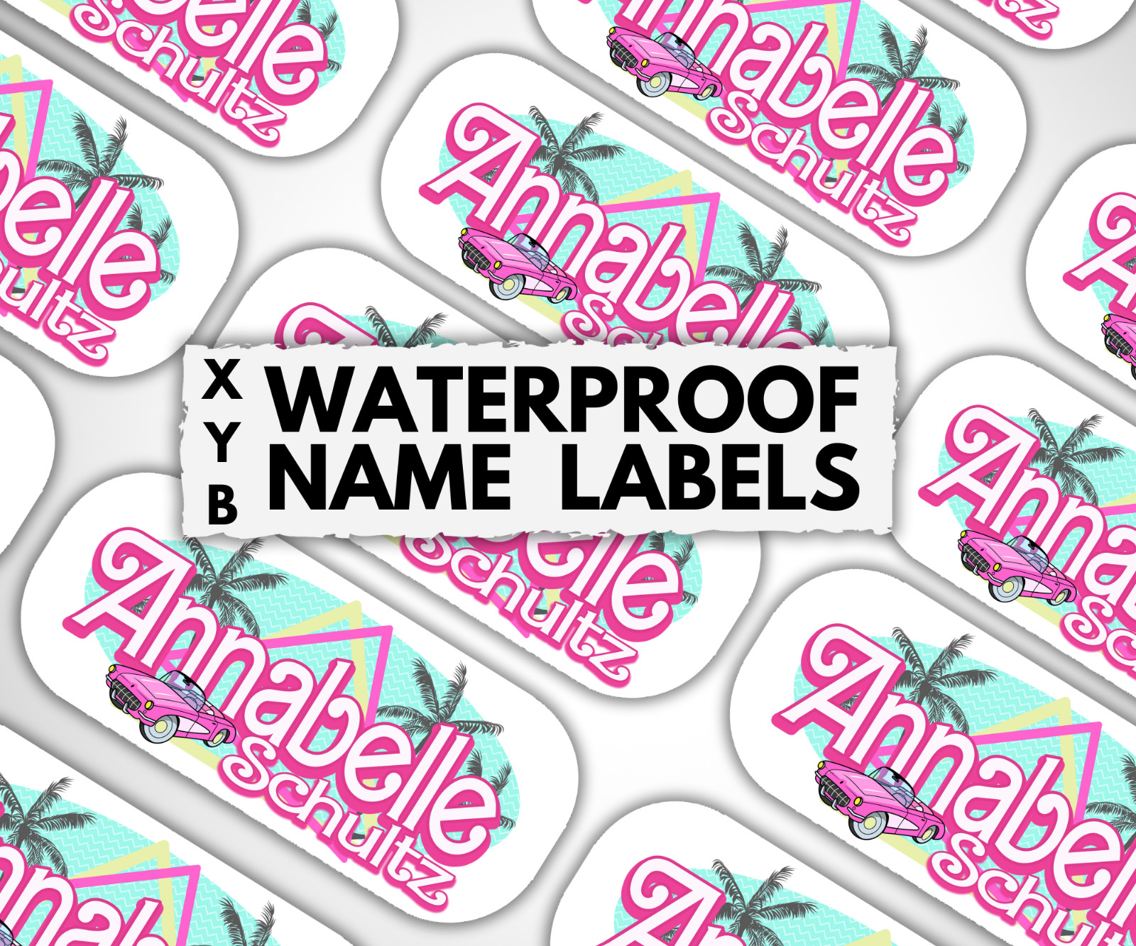 Personalized Retro Name Stickers – Waterproof Labels for School & Travel Gear