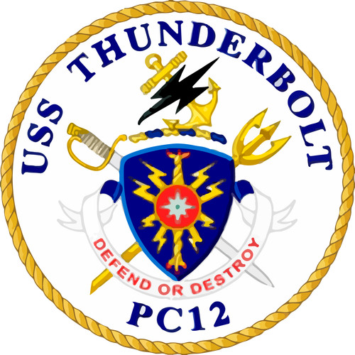 PC-12 USS Thunderbolt Badge Sticker Decal Cyclone Class Patrol boat