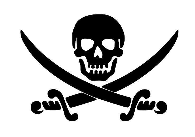 JOLLY ROGER Pirate Skull and Swords Bones Halloween Vinyl Decal Spooky Sticker