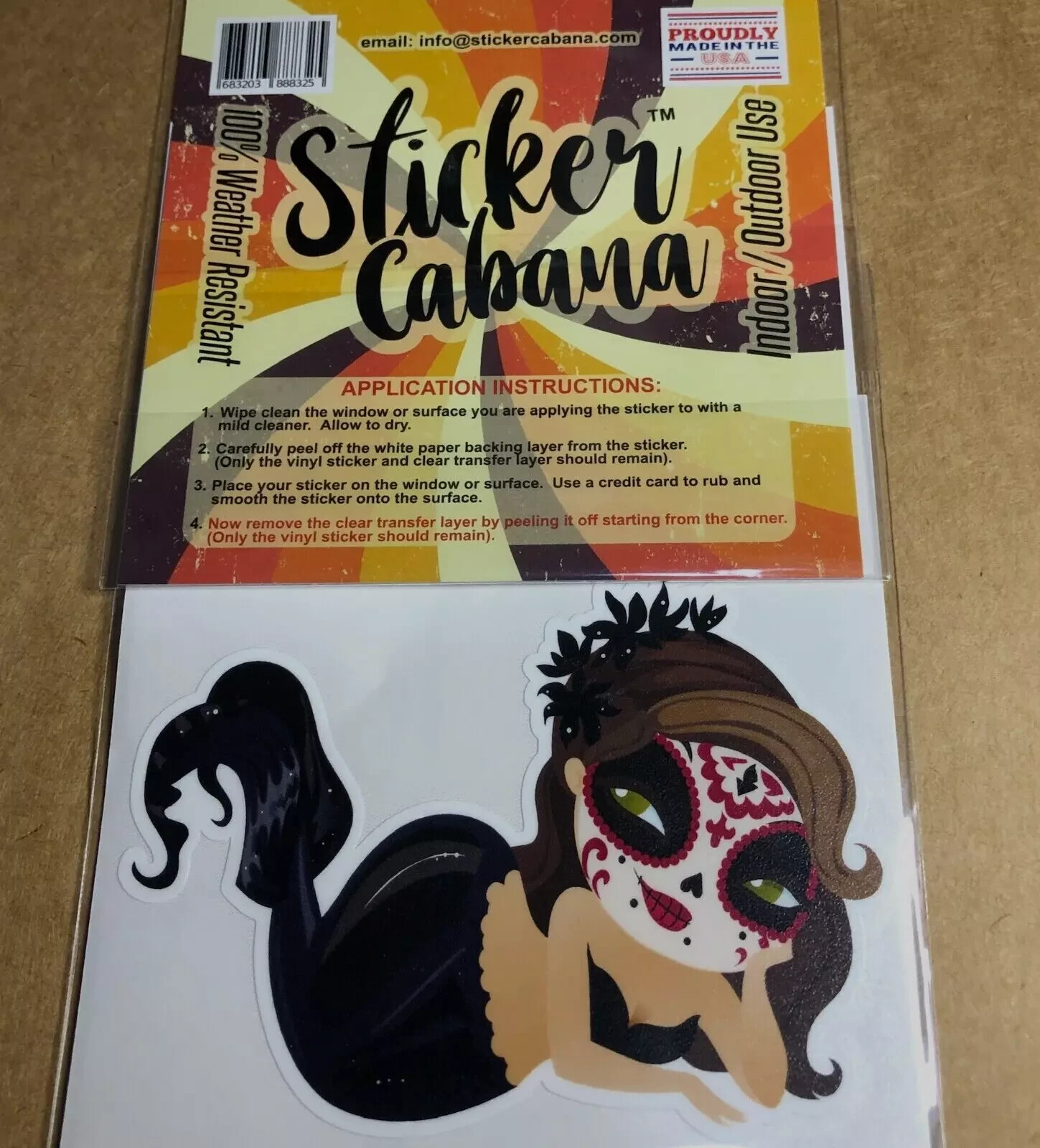 Catrina Mermaid Sticker Weather Resistant by Sticker Cabana Waterproof Stickers