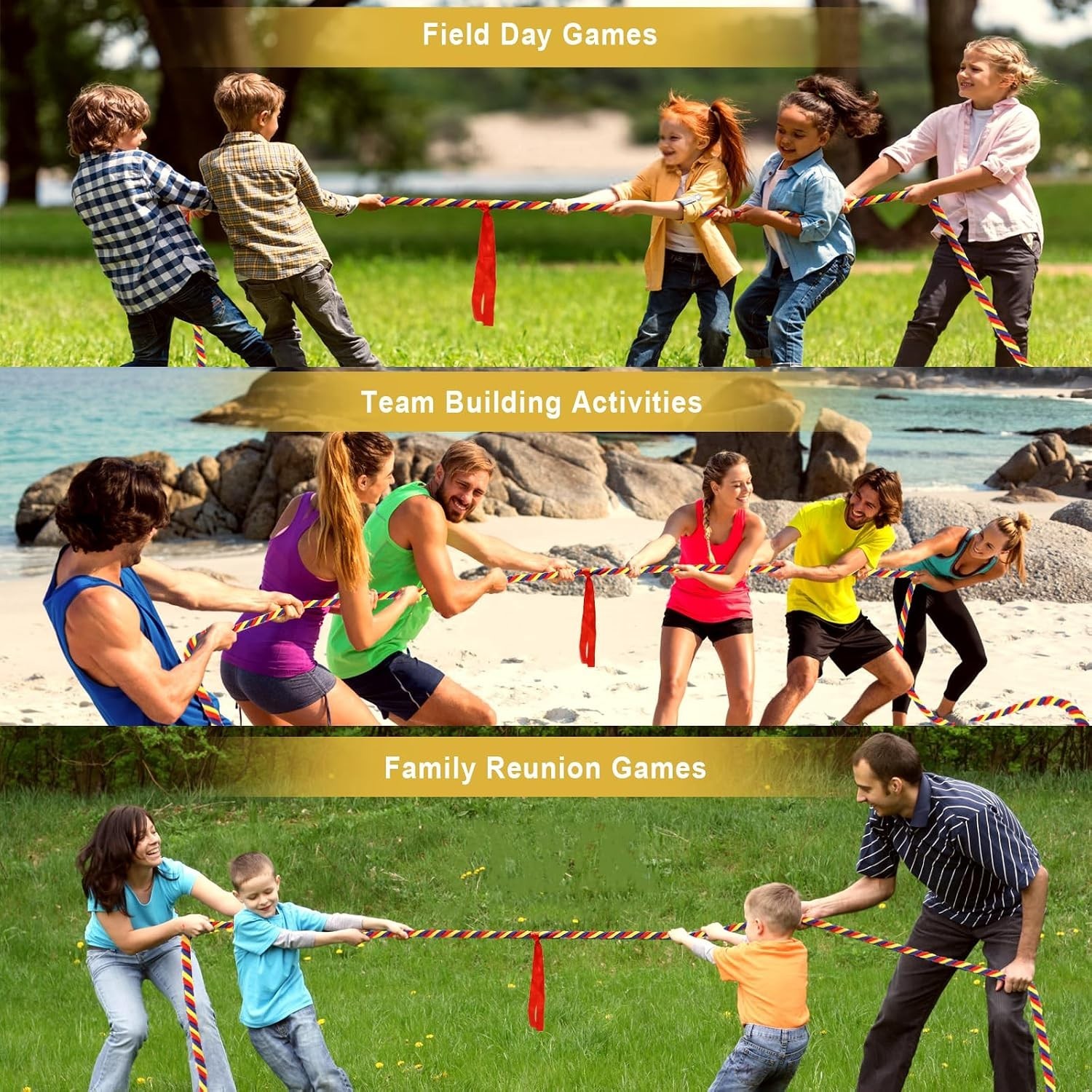 Tug of War Rope for Kids and Adults,20/40/60FT Tug a War Rope for Outdoor Games