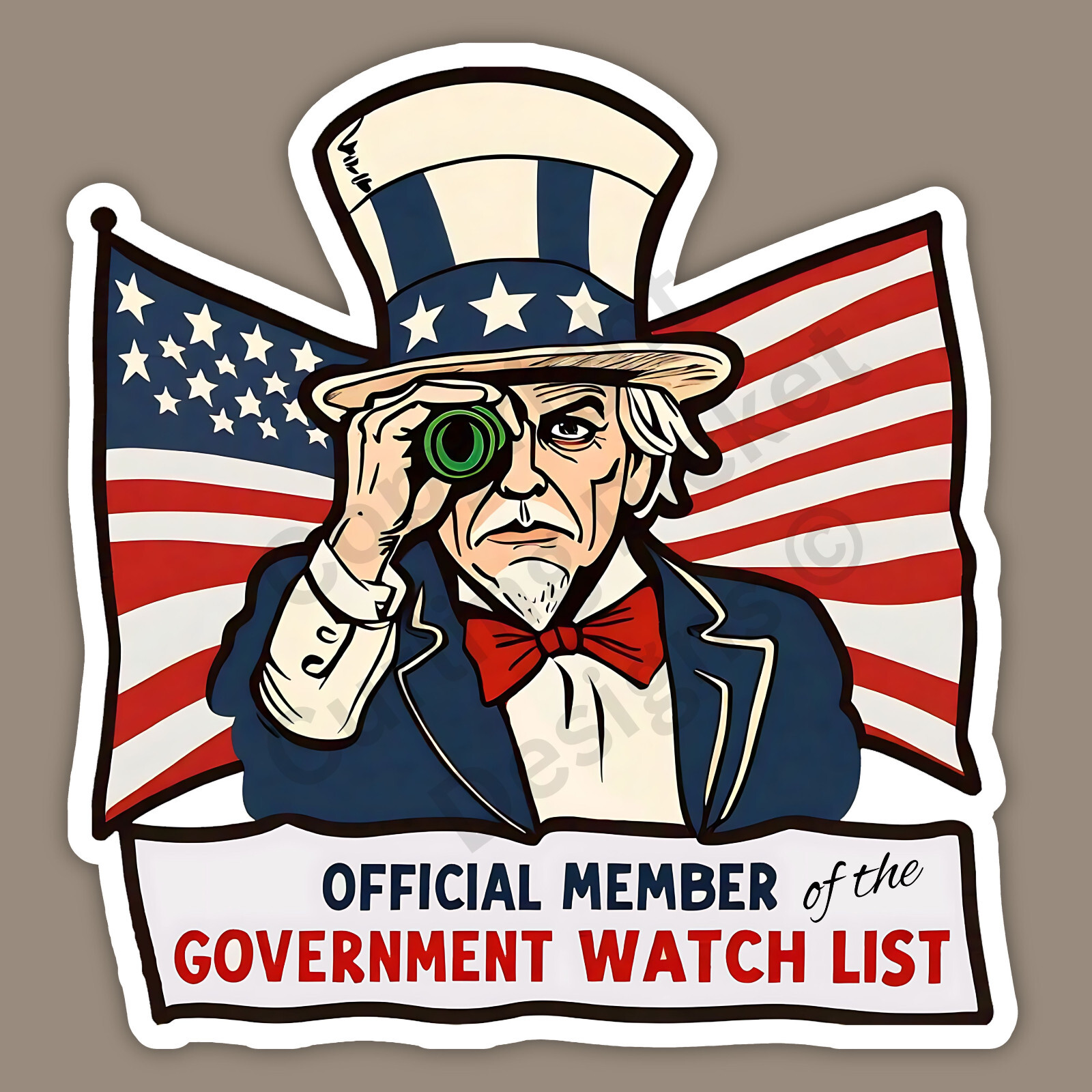 Official Member Government Watch List Funny Sarcasm 3″ Vinyl Sticker