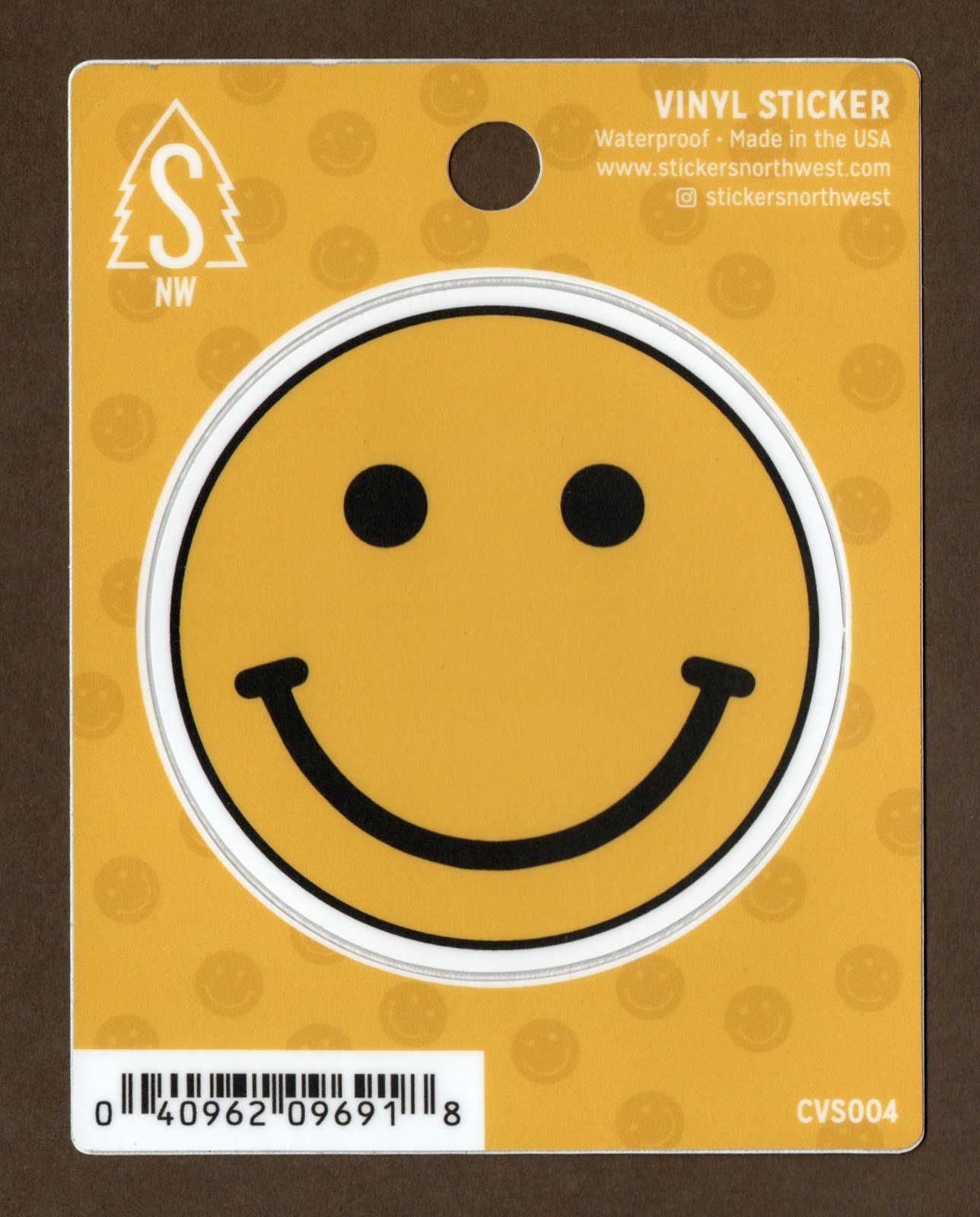 Smiley Face Vinyl Sticker/Decal, 3″ Yellow Black, Emoji