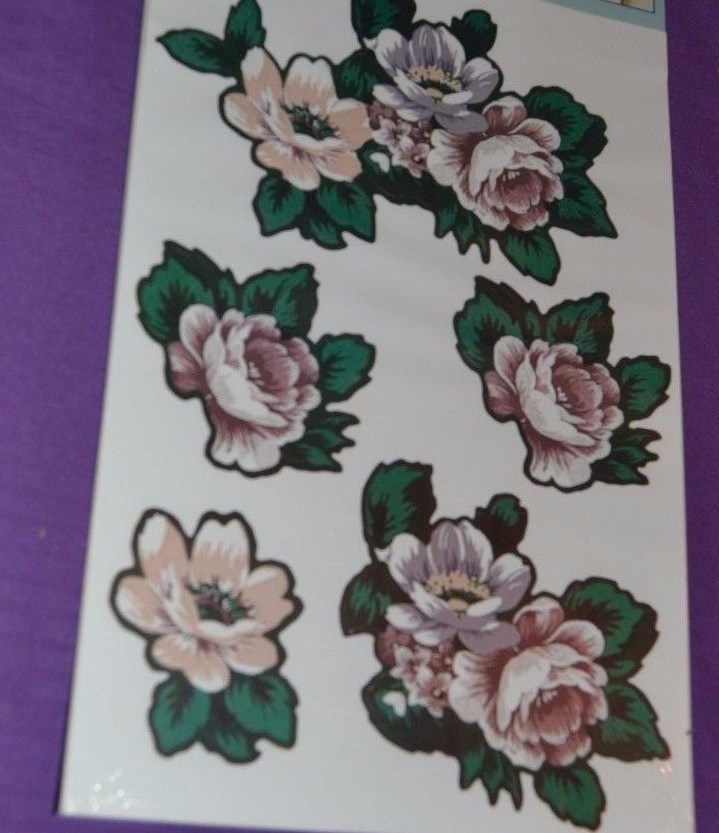 50 sheets SPRING FLOWERS Self Adhesive DECALS Washable STICKERS Wall Art
