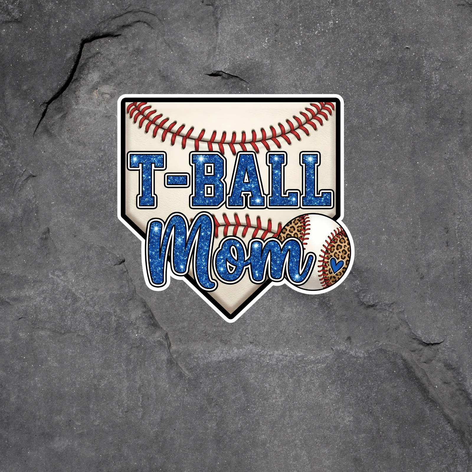 T Ball Mom Sticker Vinyl Decal Baseball Sports Mom Glitter Leopard Ball