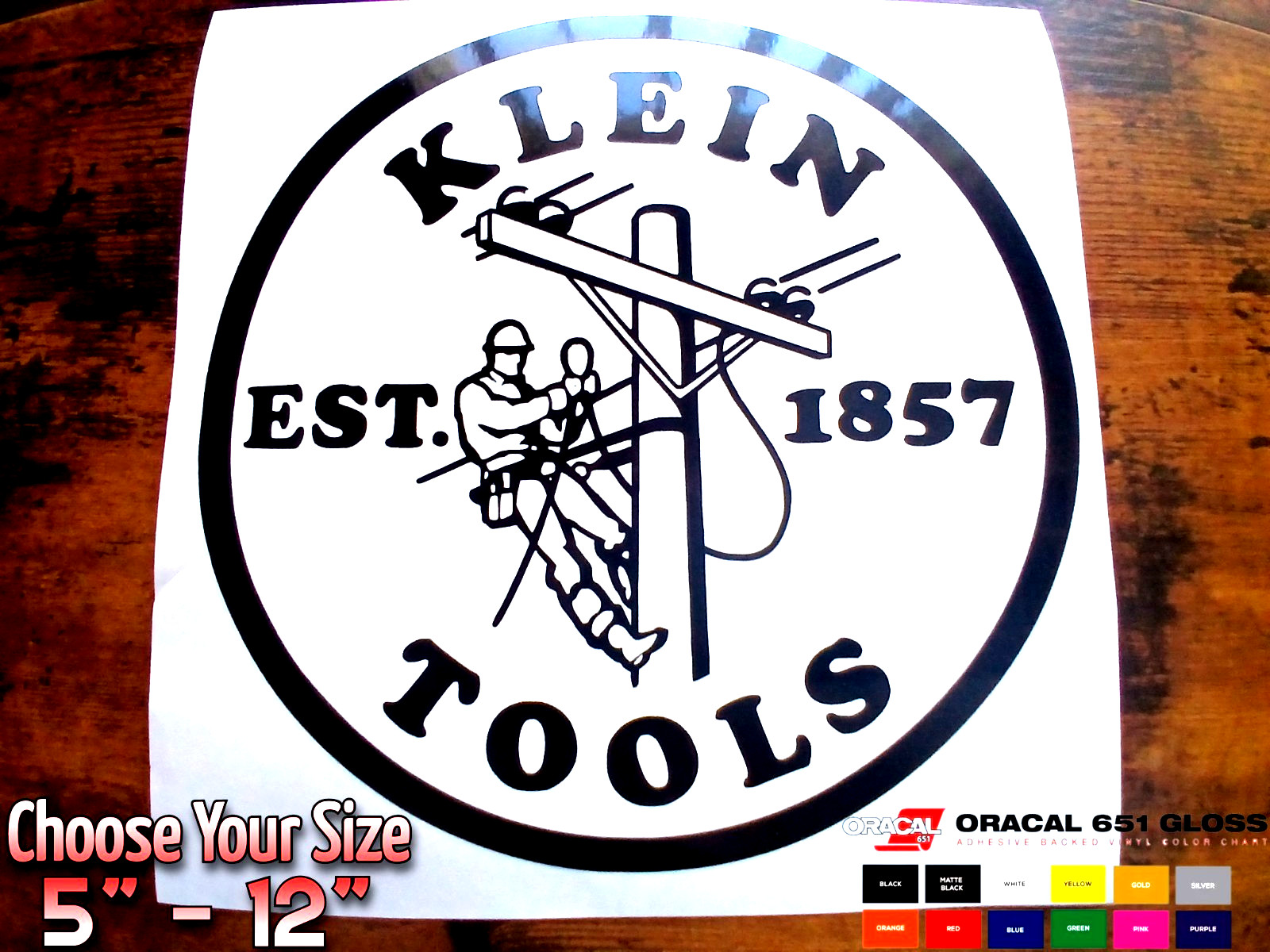 Klein Tools Logo Decal Sticker Electrician Journeyman 2 sizes 6″ & 8″