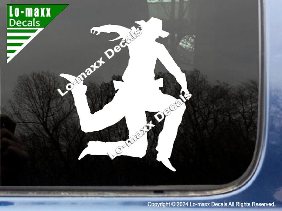 3 Legged Cowboy Western Whimsy Car Truck SUV Premium Quality Vinyl Decal