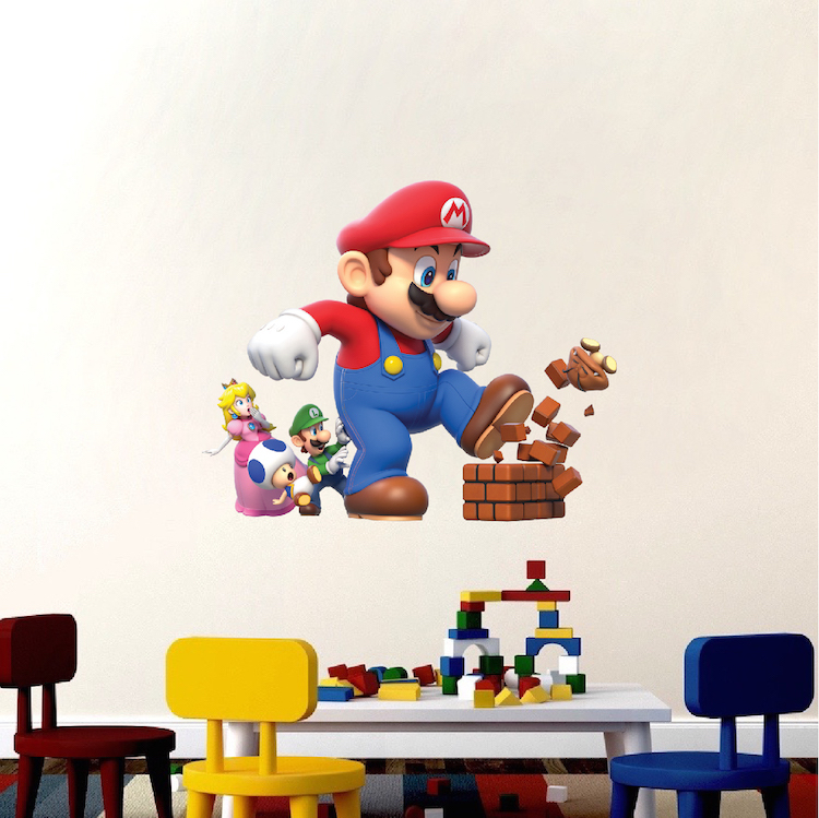 Super Mario Big Wall Decals Nintendo Wallpaper Stickers Mario Game Room, e14