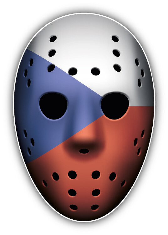 Czech Republic Flag Ice Hockey Goalie Mask Car Bumper Sticker Decal
