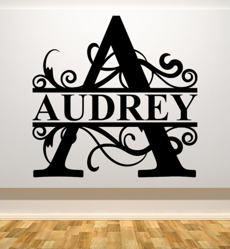 FANCY LETTER «A» PERSONALIZED w/ NAME CAR WALL VINYL DIE CUT DECAL 9″ – 22″ TALL