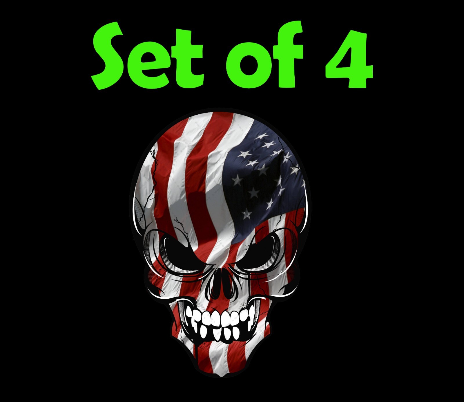 Set of 4 Flag Skulls – Hard Hat Stickers – Union Electrician Ironworker Welder