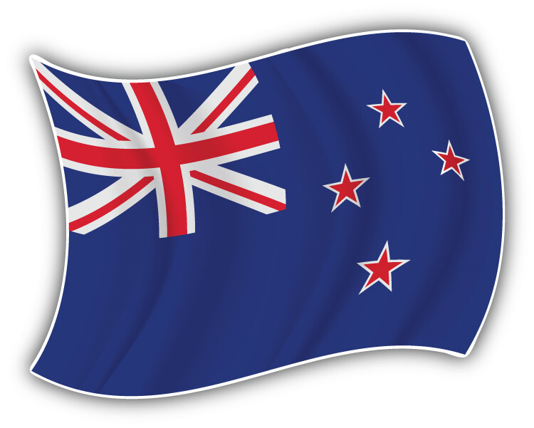 New Zealand Waving Flag Car Bumper Sticker Decal
