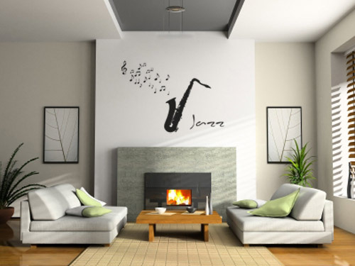 98cm Jazz Saxophone Wall Art Decal – Music Notes Vinyl Sticker
