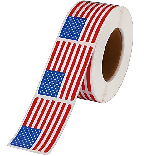 500 Pcs American Flag Sticker Roll,2 x 1.22 Inch US Flag Decal, USA Patriotic