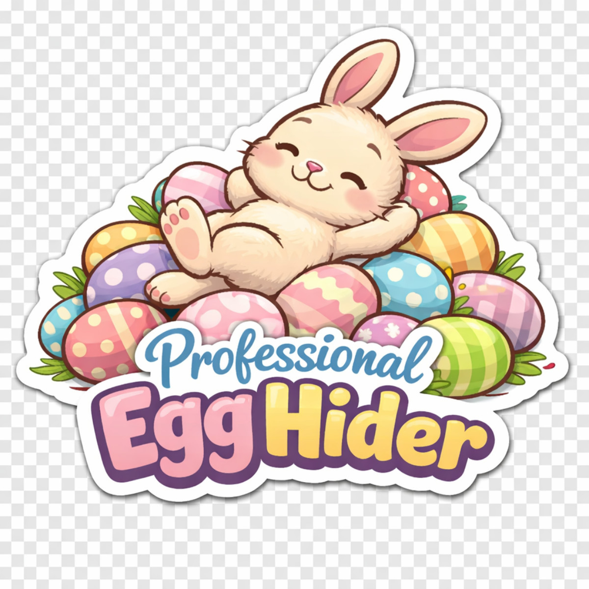 3 inch Professional Egg Hider Easter Bunny Vinyl Sticker Funny Easter Egg