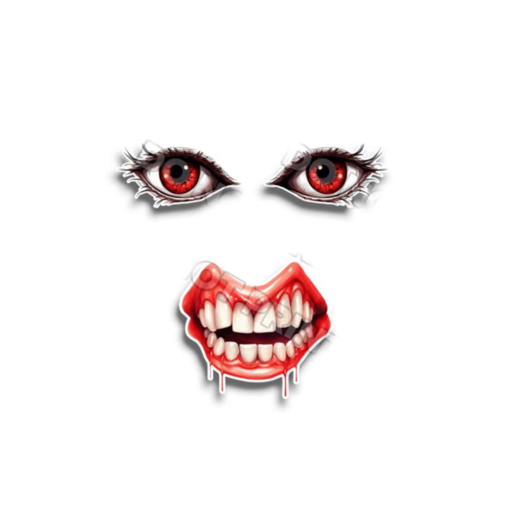 Eyeball Stickers Scary Bloody Female Eyes Decals Die Cut Full Set Teeth 2Eyes