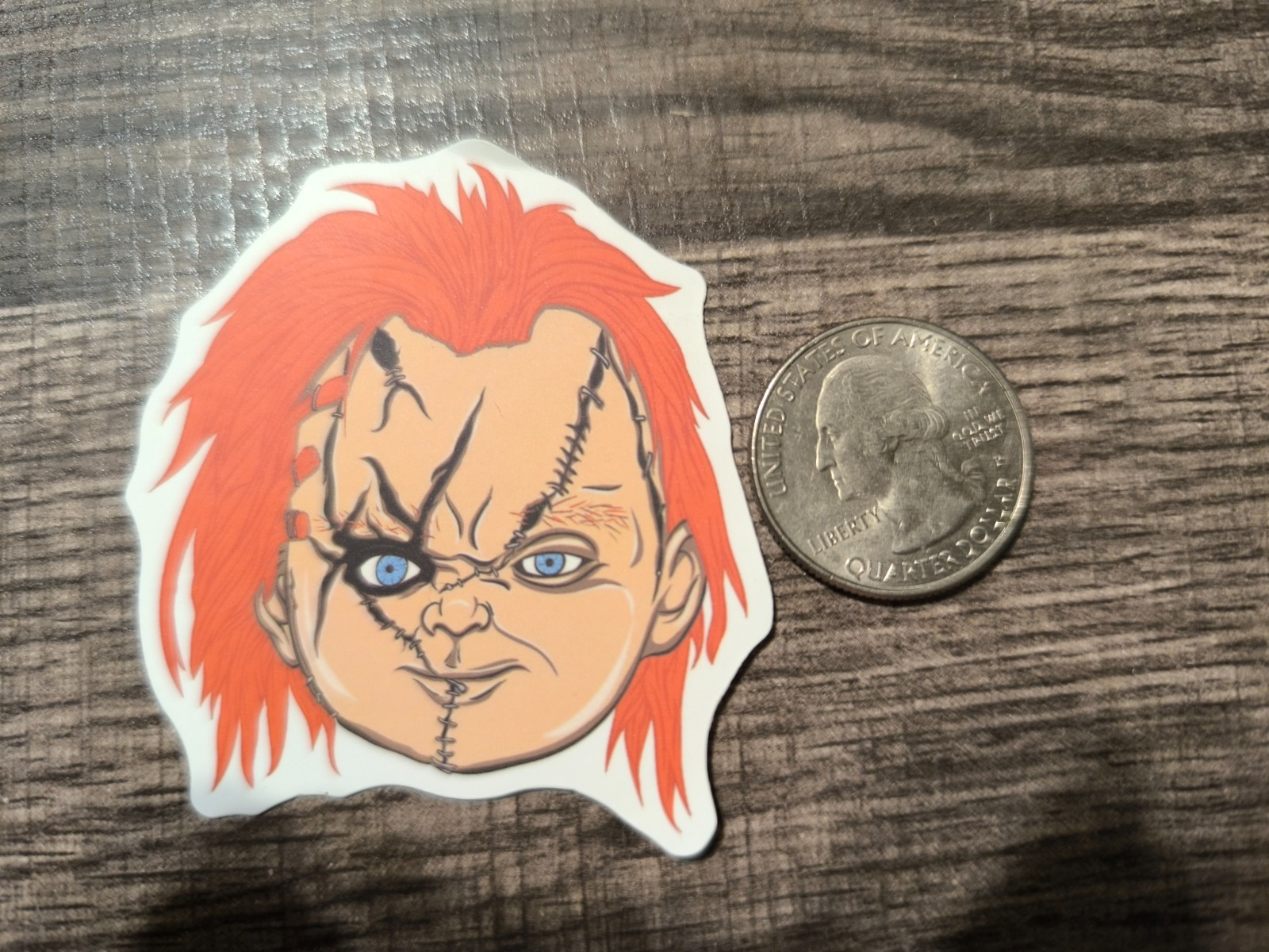 Chucky Face Sticker Halloween Free S&H Child’s Play Stitches Horror Creepy Scar