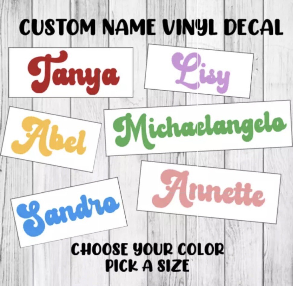 Retro Custom Name Decal Vinyl Lettering Text Personalized Sticker Cursive Font