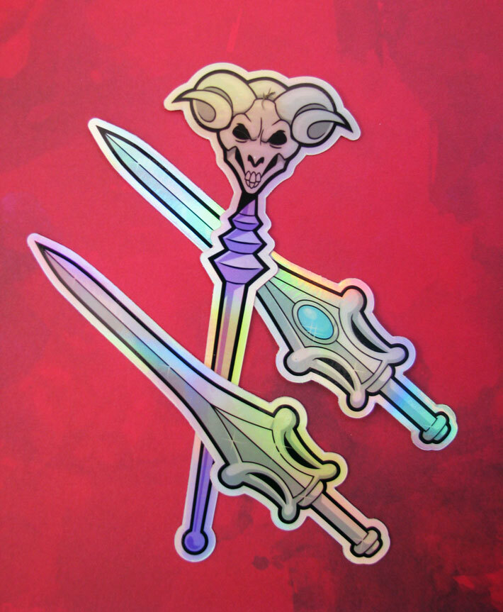 He-Man Sword Skeletor She-Ra Stickers Holographic Masters of the Universe MOTU