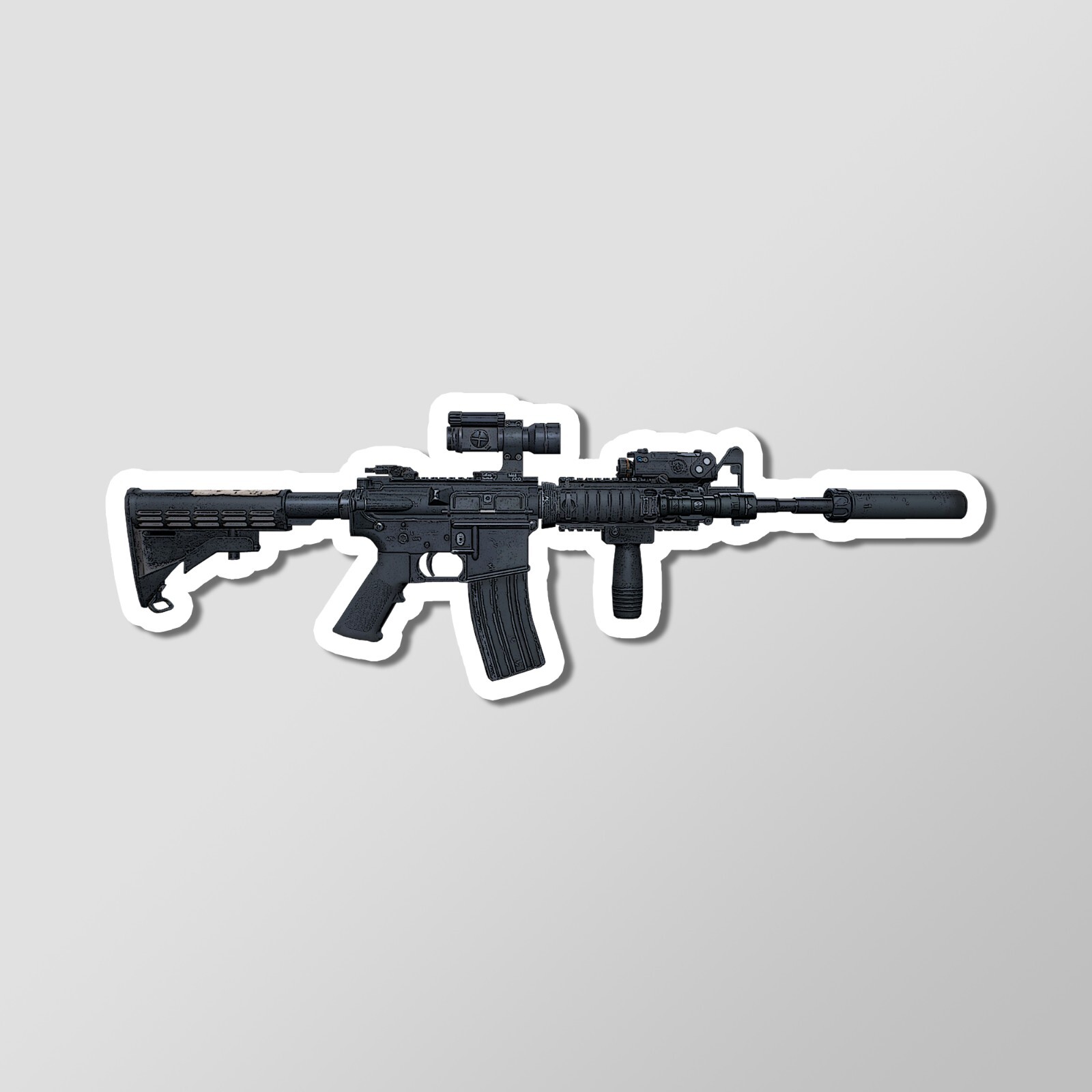 M4A1 SOPMOD Block 1 Classic Rifle – Laptop Sticker Vinyl 4″ Wide