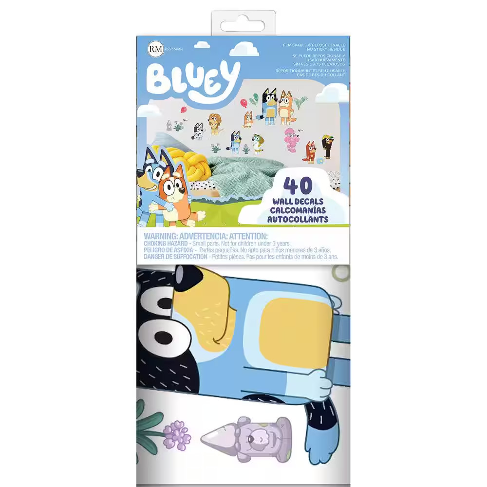 Bluey Family and Friends Brown Matte Vinyl Peel and Stick Wall Decals