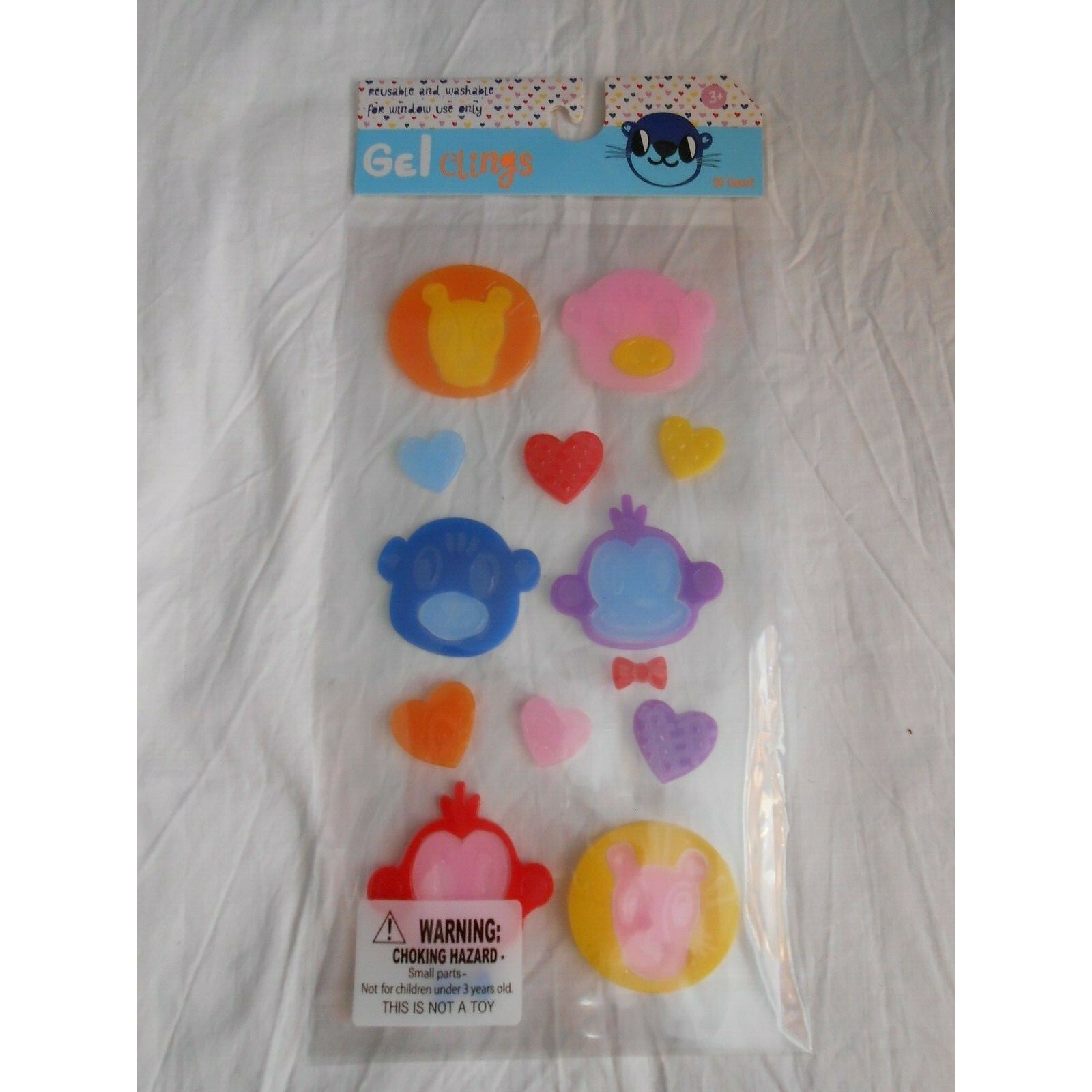 NEW Monkeys Lions Bears Window Gel Clings Decorations 20 pcs Hearts Valentines!