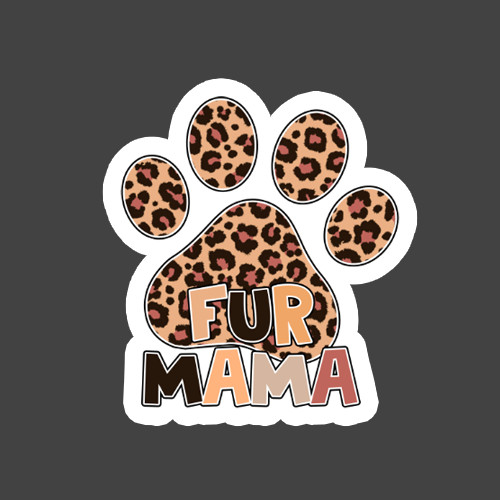 Dog Mom Sticker Vinyl Decal Fur Mama Leopard Paw Print Pet Parent Gift