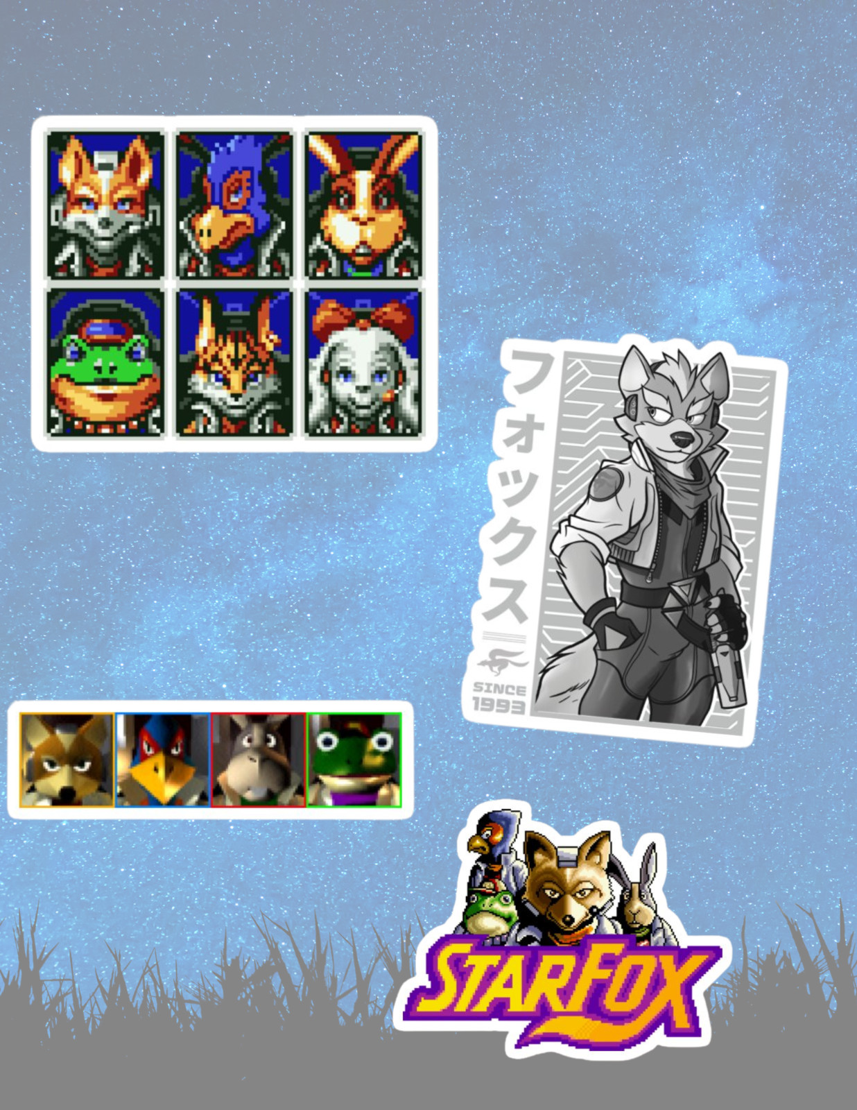 Star Fox Retro Video Games 4pc Sticker Pack