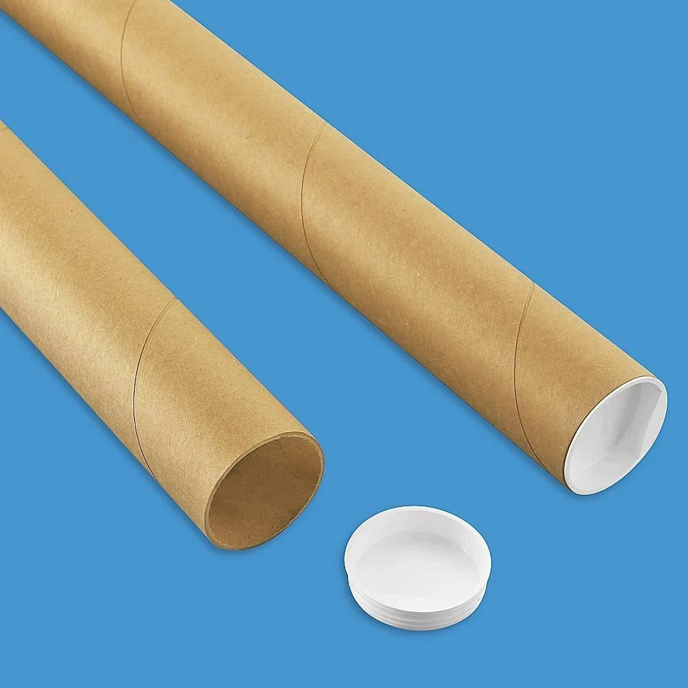 Premium Kraft Mailing Shipping Poster Tubes with Plastic End Caps 2″ x 24″