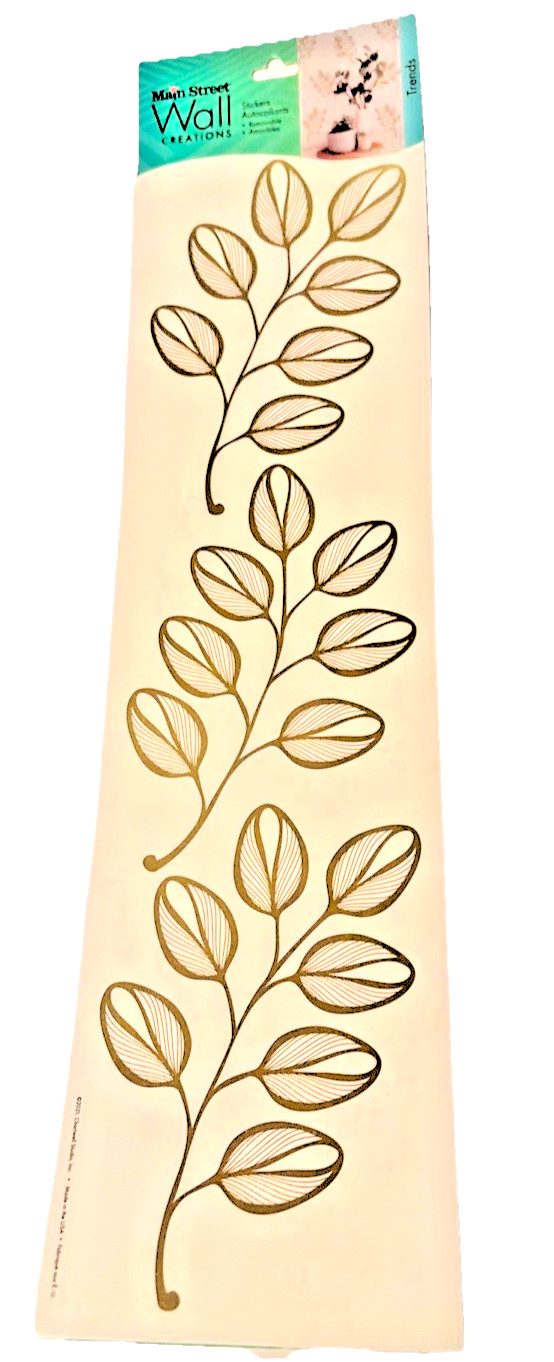 Main Street Wall Stickers Gold Leaves Trendy Crafts Removable Decal Goldtone SEE