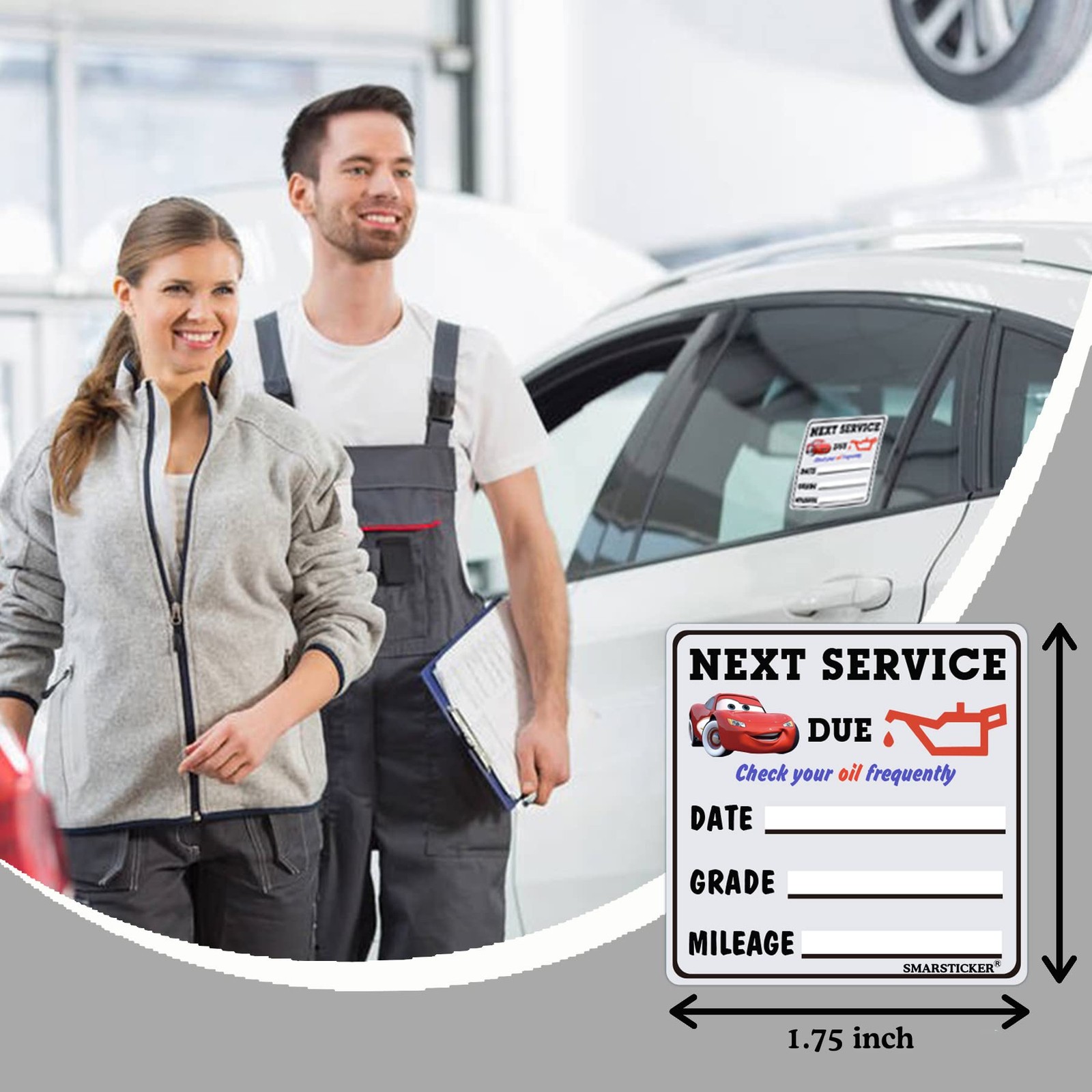 500 pcs Oil Change Service Due Reminder Window Stickers Static Cling 1.75×1.75